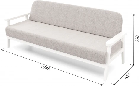 Диван Arsko прямой Флори Б белая эмаль рогожка серая