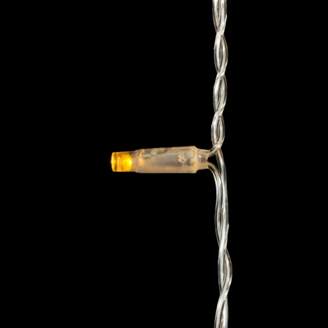 Гирлянда Бахрома с Колпачком 3,1 x 0,5 м Желтая с Мерцанием Белого Диода 200В, 120 LED, Провод Прозрачный ПВХ, IP65