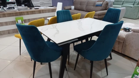 Стол обеденный Сальери Hesby Керамика,МДФ/Белый мрамор арт.HSBM_Saljeri_1