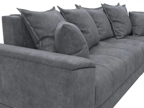 Диван угловой НордСтар правый угол (ДСП,Брус/Пластик/Велюр/Темно-серый) Лига Диванов 127935