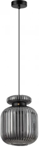Подвесной светильник Odeon Light Jugi 5042/1B PENDANT черный/дымчатый/металл/стекло/эко.кожа E27 1*60W (220V, на проводе)