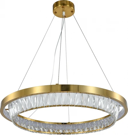 Подвесной светильник (12045/1P Brass) Indigo Riva V000102L (LED, 220V, хрусталь, на тросе, кольцо)