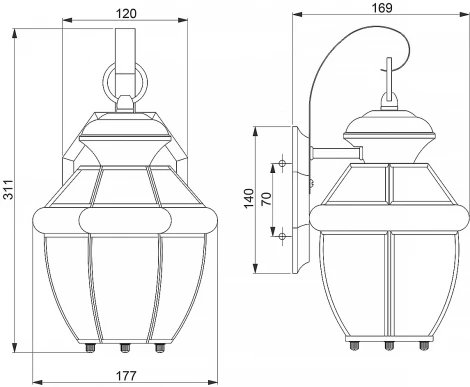 Настенный уличный светильник IP44 Quoizel Newbury QZ-NEWBURY2-S-PB (220V)
