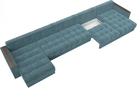 Диван П-образный с декором Лига-049 НПБ Мегалонг Лига Диванов (Велюр) арт.128524