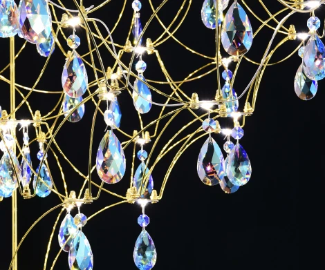 Подвесная люстра светодиодная с пультом и хрустальными подвесками K9 MyFar Allegria MR2642-66P-50СD