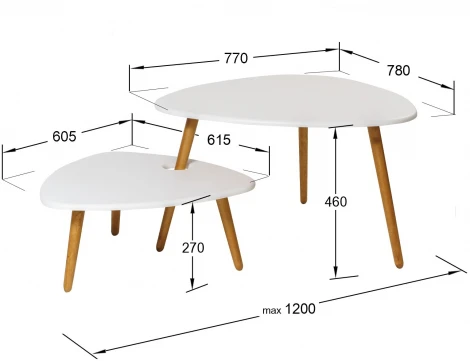 Стол журнальный Стилгрей белый/дуб светлый от фабрики Mebelik
