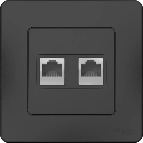 Розетка встраиваемая телефонная RJ-11 + Ethernet RJ-45 (антрацит) Systeme Electric Blanca BLNIS045116