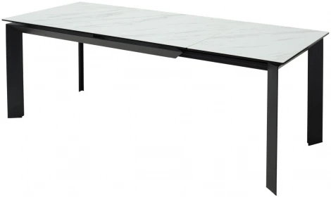 Обеденный стол M-City CREMONA 180 KL-99 Белый мрамор матовый, итальянская керамика / черный каркас