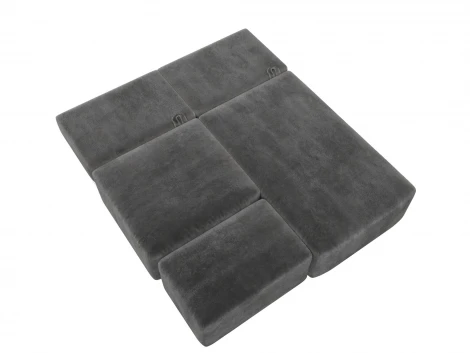 Диван угловой модульный с пуфом Лига-060 НПБ угол универсальный (ЛДСП,Брус,Фанера/Пластик/Велюр/Серый) Лига Диванов 129682