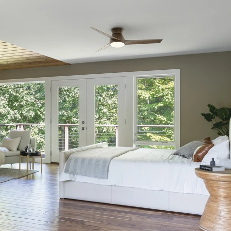 Потолочная люстра светодиодная с вентилятором Eris KLF-ERIS-60-WN Kichler (220V, вертолет, IP44)