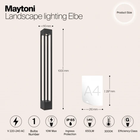 Наземный светильник Maytoni Elbe O424FL-L10GF (LED, 220V, IP65)