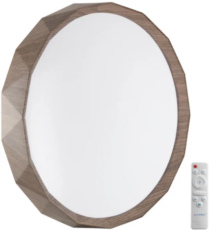 Настенно-потолочный светильник Sonex Zif Wood 7637/EL BASICA SN пластик/корич. под дер. LED 70Вт 3000-6000K D485 IP43 пульт ДУ (220V, круглые)