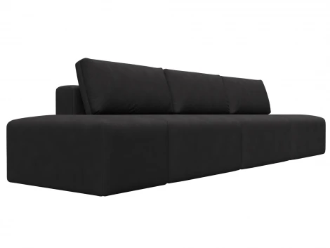 Диван прямой модульный с пуфом Лига-060 НПБ Лонг (ЛДСП,Брус,Фанера/Пластик/Замша/Коричневый) Лига Диванов 129485