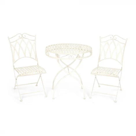 Комплект (стол + 2 стула) Secret de Maison PALLADIO (mod. PL08-8668/8669) белый антик (antique white) (металл)