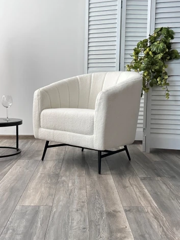 Кресло KALMAR NINI-01 Белый, teddy / черный каркас М-City