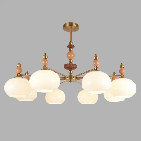 Потолочная люстра на штанге Lumion Piccolo 8425/8C бронза/белый/бежевый/коричневый, металл/керамика/стекло E27 8*60W 220V