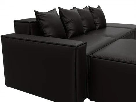 Диван угловой модульный Лига-063 угол левый (ДСП/Пластик/Экокожа/Коричневый) Лига Диванов 129789L