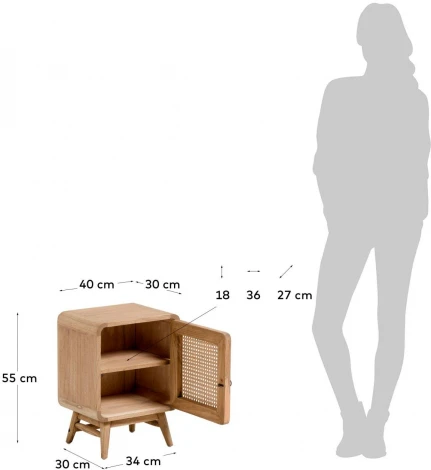 Тумба прикроватная La Forma (ex Julia Grup) Nalu (Дерево,Фанера,Ротанг,Шпон)