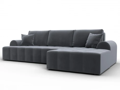 Диван угловой Лига-080 угол правый (ДСП/Пластик/Велюр/Серый) Лига Диванов 134748