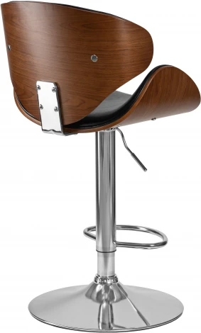Стул барный DOBRIN KARTER (коричневое дерево, чёрный) 4905-LMZ KARTER, цвет сиденья черный, каркаса коричневое основания хром