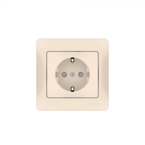 Розетка с заземлением и шторками (бежевый) Systeme Electric GSL000244S