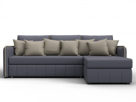 Диван угловой Лига-078 угол универсальный (ДСП/Пластик/Экокожа/Серый,Бежевый) Лига Диванов 130985