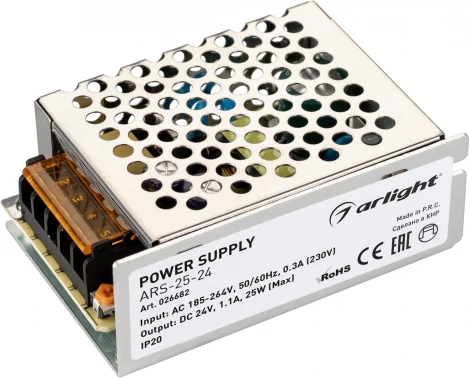Блок питания ARS-25-24 (24V, 1.1A, 25W) (IP20 Сетка) 026682 Arlight ARS