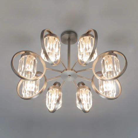 Потолочная люстра Eurosvet Loraine 10095/8 сатин-никель/прозрачный хрусталь Strotskis