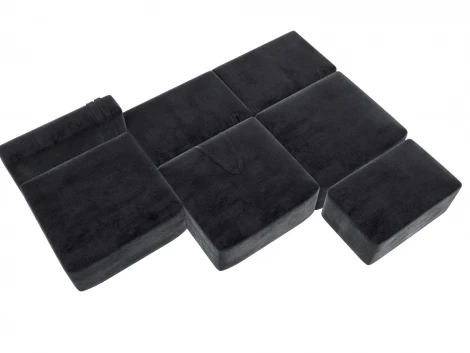 Диван угловой модульный с пуфом Лига-060 НПБ Лонг угол универсальный (ЛДСП,Брус,Фанера/Пластик/Велюр/Темно-серый) Лига Диванов 129516