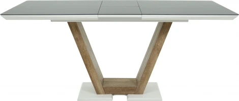 Стол Аврора Торонто 140, Белый с чёрным стеклом/Ель умбра, белый