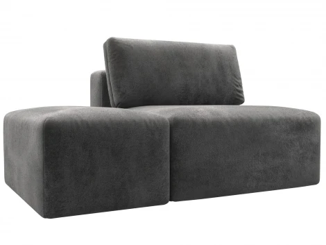 Модули диван и пуф Лига-060 НПБ (ЛДСП,Брус,Фанера,Велюр/Серый) Лига Диванов 129591