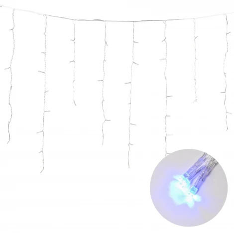 Бахрома светодиодная со статическим свечением, 6м. соединяемая, 200 светодиодов, синий свет. Провод прозрачный Uniel ULD-B6007-200/STK BLUE IP44