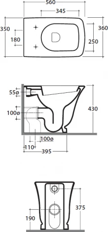 Унитаз приставной Globo Relais RE001.BI