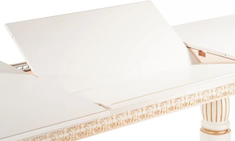 Стол деревянный Woodville Морнит 220(320)х110 слоновая кость / золото