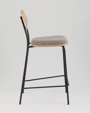 Стул полубарный Casey серо-коричневый с бежевой экокожей Stool Group арт.УТ000039576