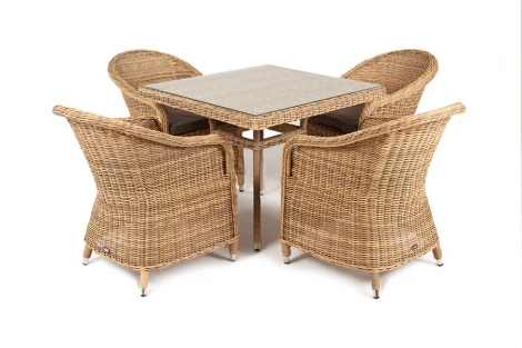 Обеденная группа из искусственного ротанга, цвет соломенный 4SIS Фредо FC4T-5-SET