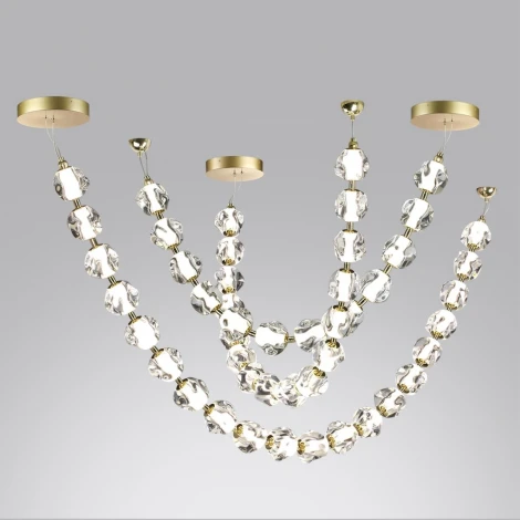 Подвесной светильник "бусы" Odeon Light Jemstone 5085/80L золото/прозрачный/металл/акрил LED 80W 4000K 4000Лм (220V, на проводе, шарики, бусы)