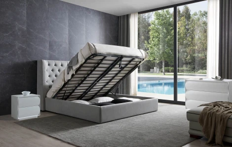 Кровать GC1726 (180-200) серый FA905-31с ящиком для белья