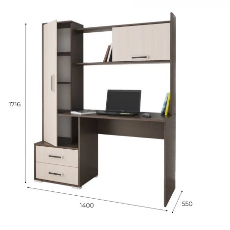 Стол компьютерный ТЭКС Квартет-9, венге/дуб молочный