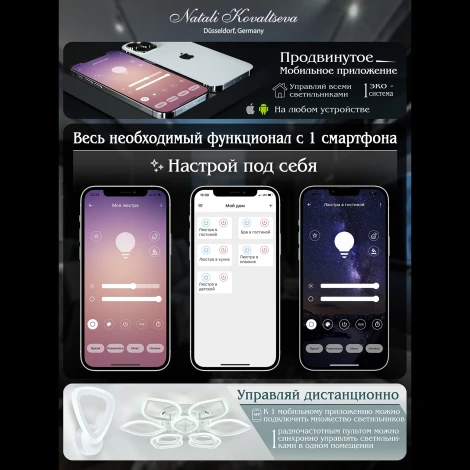 Подвесной светильник Natali Kovaltseva LED LAMPS 81295 (регулировка яркости, 220V, пульт управления, на тросе, кольцо)