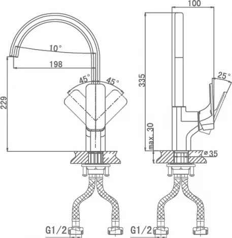 Смеситель D&K Berlin Kunste DA1432413 для кухонной мойки, оранжевый
