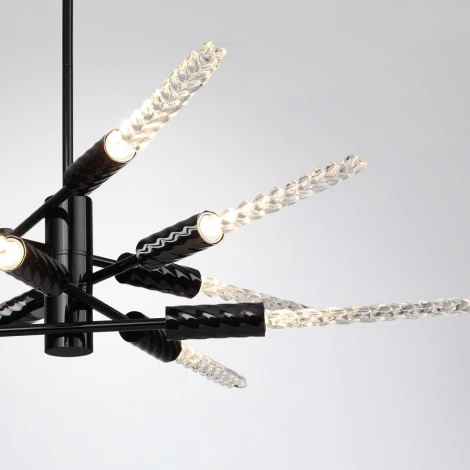 Потолочная люстра на штанге Odeon Light Kolos 5459/28L черный глянцевый/прозрачн./металл/стекло LED 28W 3000K (220V)