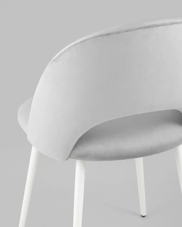 Стул Меган SN велюр светло-серый белые ножки Stool Group УТ000042221