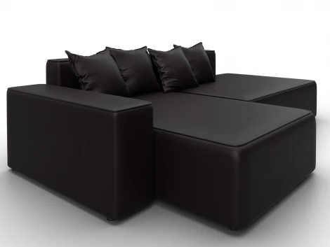 Диван угловой Лига-079 угол левый (ДСП/Пластик/Экокожа/Коричневый) Лига Диванов 129817L