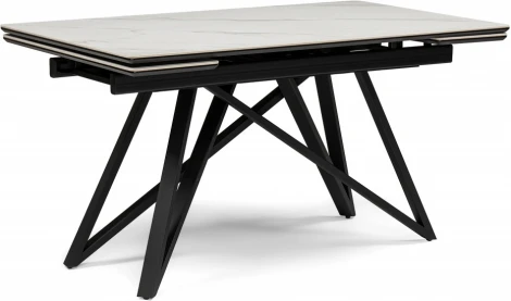 Керамический стол Notta Вилсон 140(200)х80 белый мрамор snow white / черный арт.612175