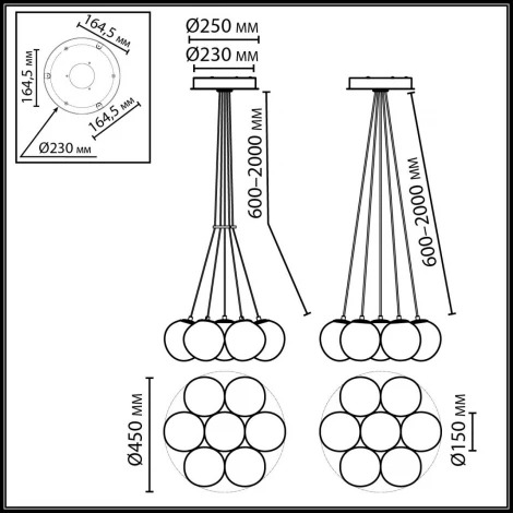 Подвесной светильник Odeon Light Magia 7109/7 металл/стекло/бронза/белый IP20 E14 7*5W 220V