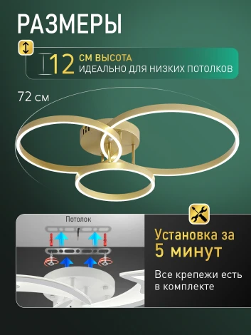 Потолочная люстра светодиодная с пультом Natali Kovaltseva Modern Ii LED LAMPS 81480 кольцо