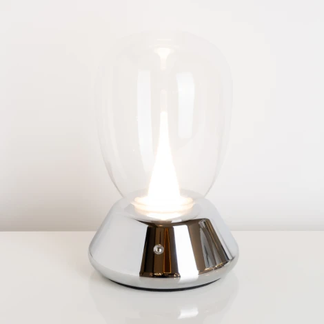 Настольная лампа диммируемая 10W 3000K прозрачный/хром Lightstar Uovo III 807904