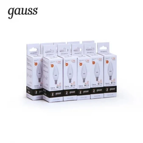 Лампочка светодиодная E14 12W 220V свеча белая 3000K Gauss 33112