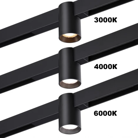 Трековый светильник трехфазный светодиодный Novotech Vector 359954 черный с переключ. цв. темпер. IP20 LED 3000К\4000К\6000К 10W 90-240V